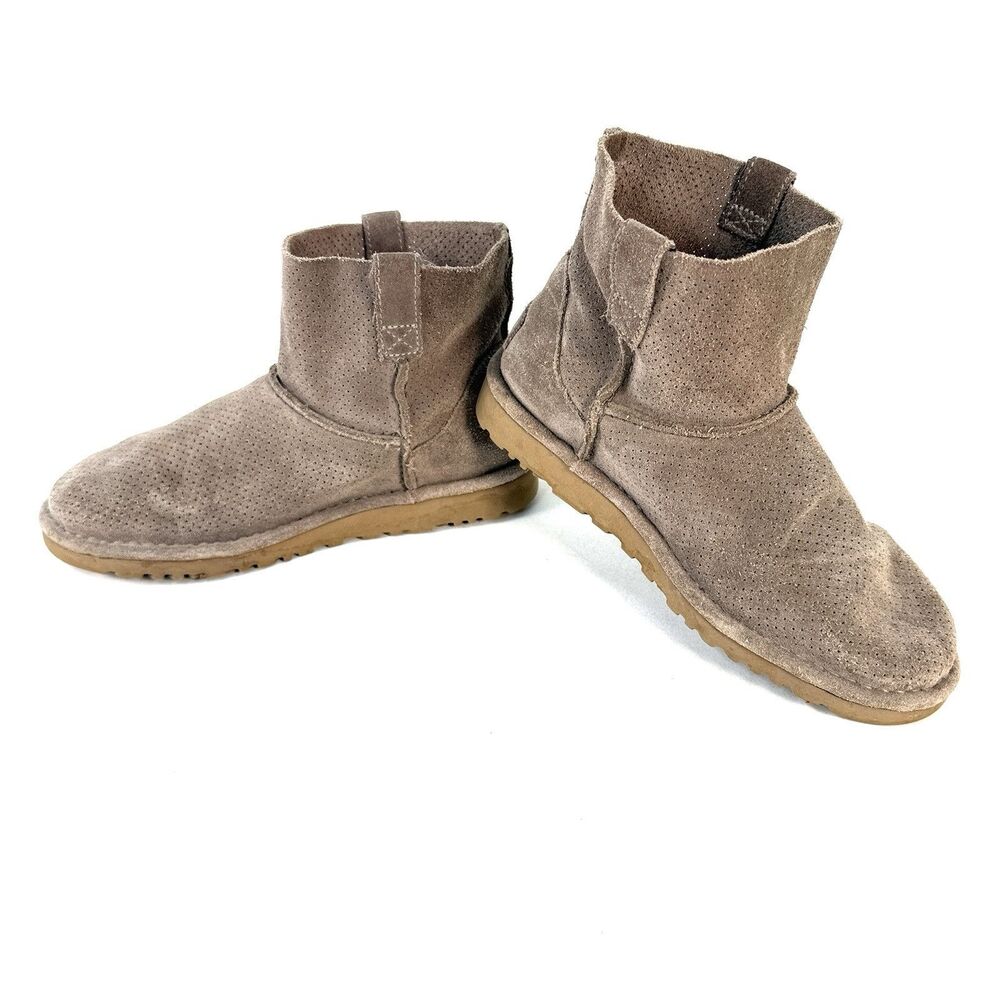 Ugg Classic Mini Perforated Ankle Unlined Boot Leather Gray 1016852 Women Size 6